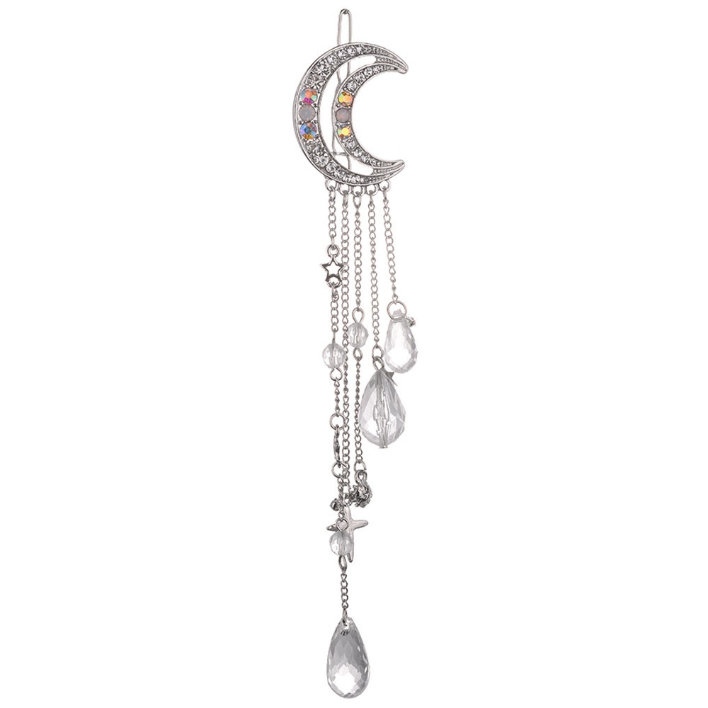Wholesale Moon Rhinestone Beads Dangle Hairpin Hair Clip Women Bridal Jewelry