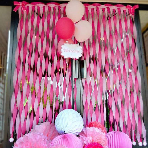 pink streamers  Paper streamers, Party decorations, Diy party decorations