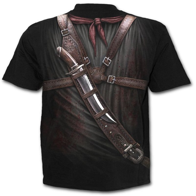 M-4XL) Men's Fashion Short Sleeve Gothic Gun Printed 3D T