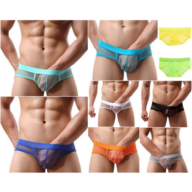 Men Sexy Mesh Boxer Shorts Transparent Lingerie Underwear