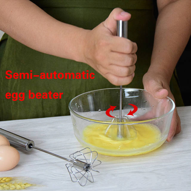 2 Egg Beaters, Multi-Functional Semi-Automatic Hand-Held Stainless