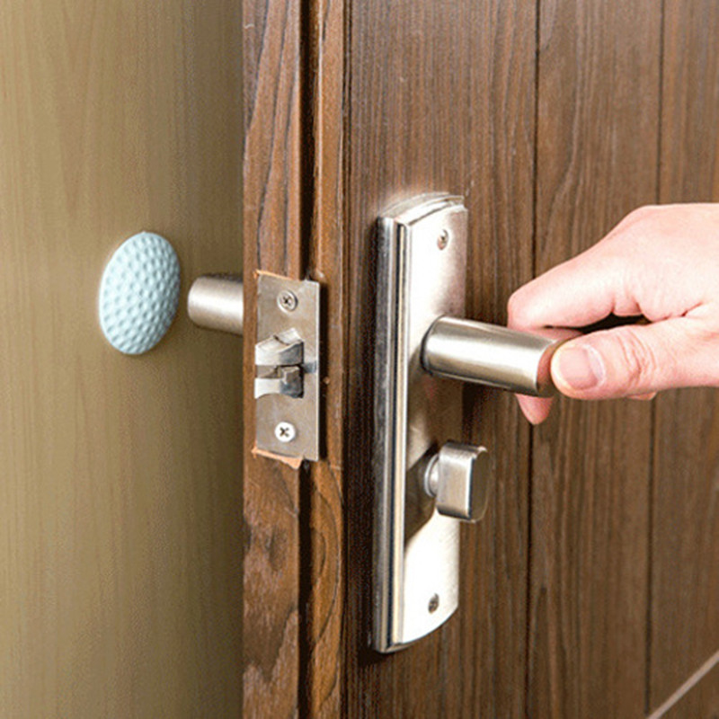 4Pcs Silicone Self Adhesive Wall Protectors Door Handle Bumpers Buffer Guard Stopper Silencer Crash Pad Doorknob Lock-Brown