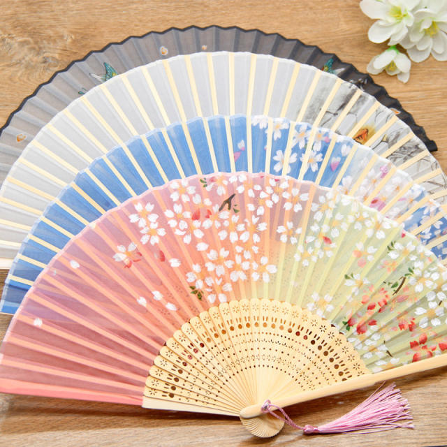 Buy Vintage Floral Folding Fans, Japanese Bamboo Ribs Fan, Chinese Hanfu Hand Fan, Wedding Bridal Handheld Fans, Summers Dance Party Favors Gift Online In India - Foto 11