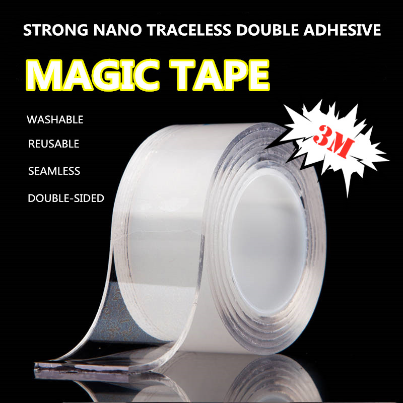 3//5//10M Clear Acrylic Adhesive Magic Tape Invisible Transparent Double Sided
