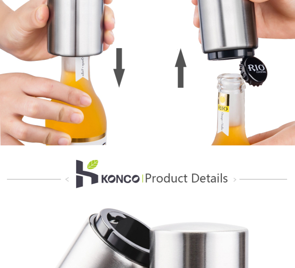 Konco Magnetic Automatic Beer Bottle Opener Stainless Steel Magnet Jar  Opener Kitchen Bar Accessoris Wine Can Openers