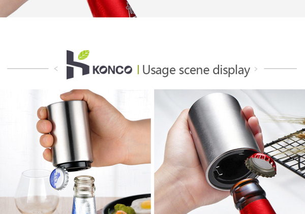 Konco Magnetic Automatic Beer Bottle Opener Stainless Steel Magnet Jar  Opener Kitchen Bar Accessoris Wine Can Openers