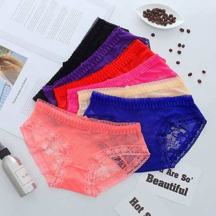 YiHWEI Female Short Vintage Lingerie New Lace Pure Transparent Breathable  Comfortable Personality Low Waist Ladies Underwear XL 