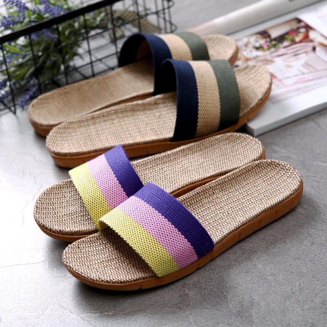 Women's Slippers Flax Slippers For Men Summer Casual Flat Slides