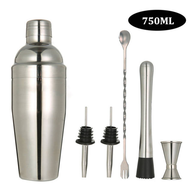 6 Pcs 750 Ml Stainless Steel Cocktail Shaker Mixer