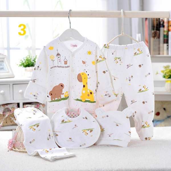 5PCS/set Newborn Baby Boy Girl Clothing Set 0-3 Months 100% Cotton Cartoon  Animal Underwear New Born Babies Clothes Homewear