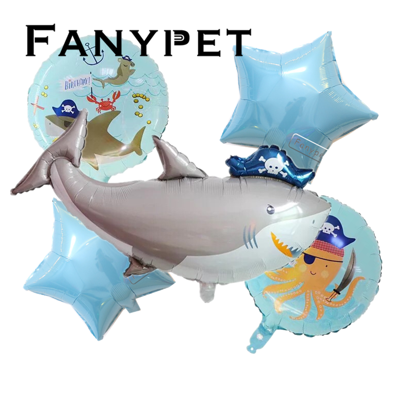Ocean Octopus Shark Dolphin Fish Foil Balloons Animal Party Birthday Party Decor