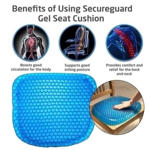 Honeycomb Cooling Gel Support Seat Cushion with Non-Slip Breathable Cover -  Ergonomic & Orthopedic - Car Office Seat With Flex Back Support Absorbs