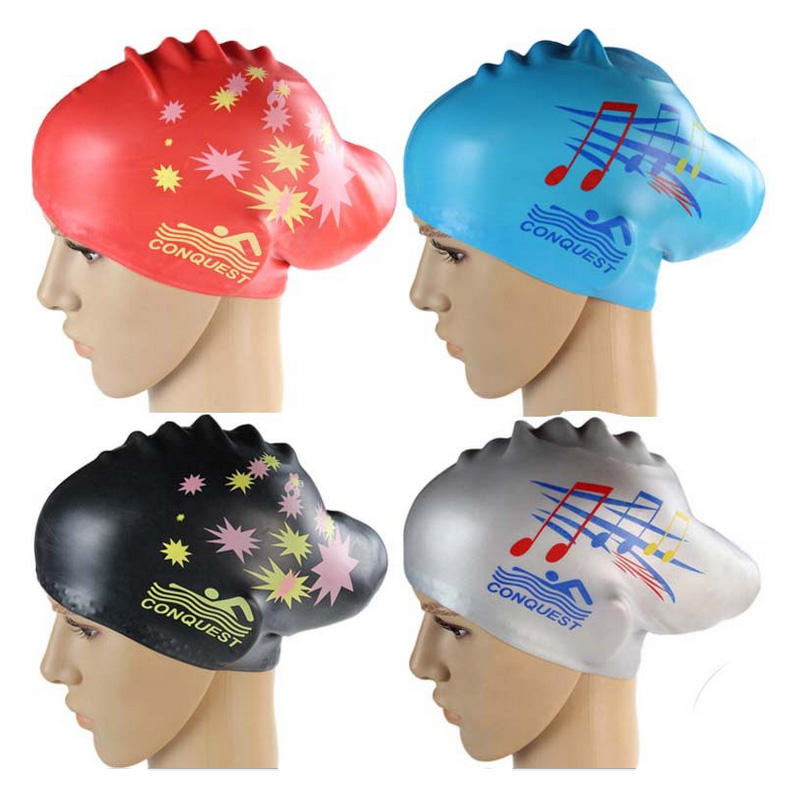 Buy Long Hair Swim Cap Waterproof Silicone Swimming Cap For Adult