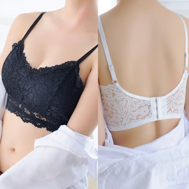Women Jacquard Adjustable Strap Padded Lace Bandeau Tube Bra Wrapped Chest  Crop Tops