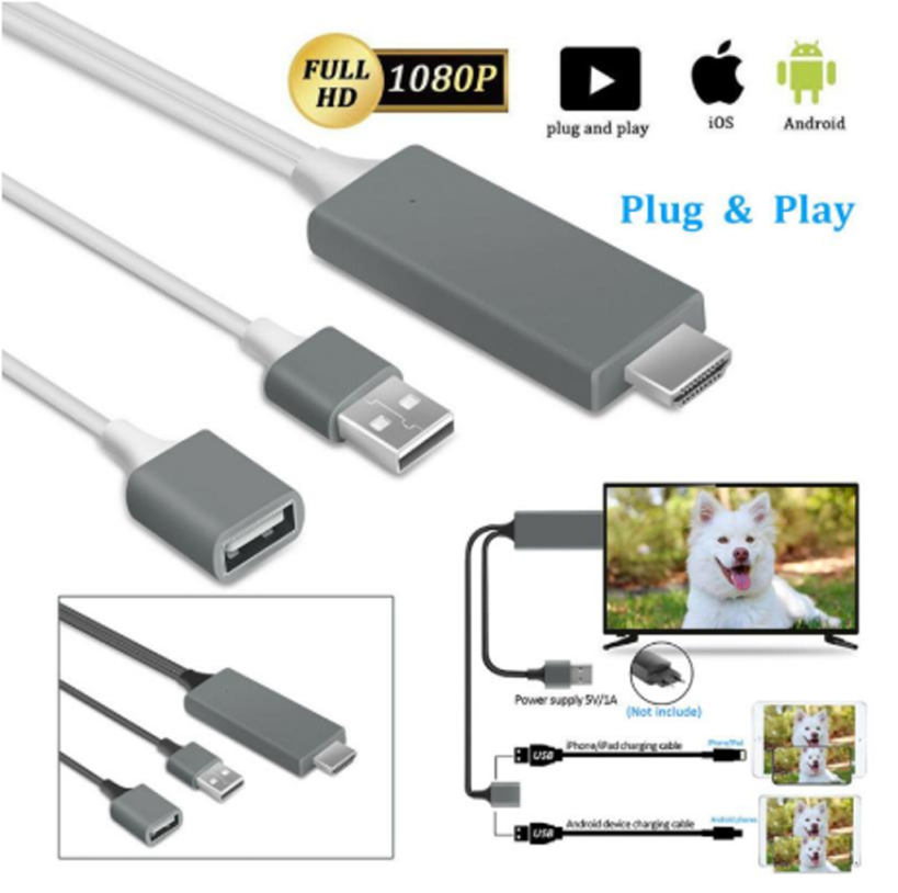 Lightning to HDMI Adapter Cable, to HDMI Connector 1080P HDTV Cable,  Lightning Digital AV Adapter Cord for X 8 7 6Plus 5s Mini Air Pro iPod to  TV