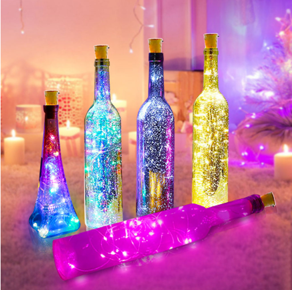 Warm White Wine Bottle Lights with Cork DAYPICKER 12 Pack 2M 20 LEDs Copper Wire Battery Operated Wine LED String Lights for DIY Bedrooms Parties Weddings Indoor Christmas Outdoor Decoration 