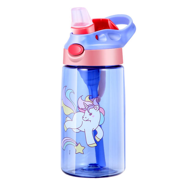 480ML Kids Sippy Cup Cartoon Water Bottles With Straws And Lids