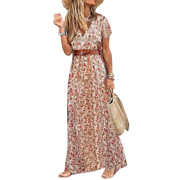 Hirolan gestreepte lange boho-jurk voor dames, oversized maxi-jurk