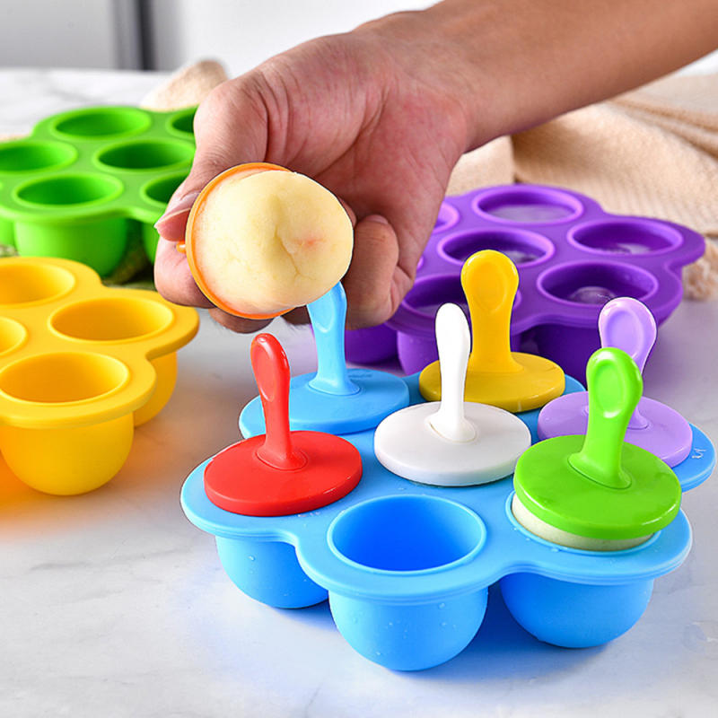 New 7 Holes DIY Ice Cream Pops Silicone Mold Ice Cream Ball Maker