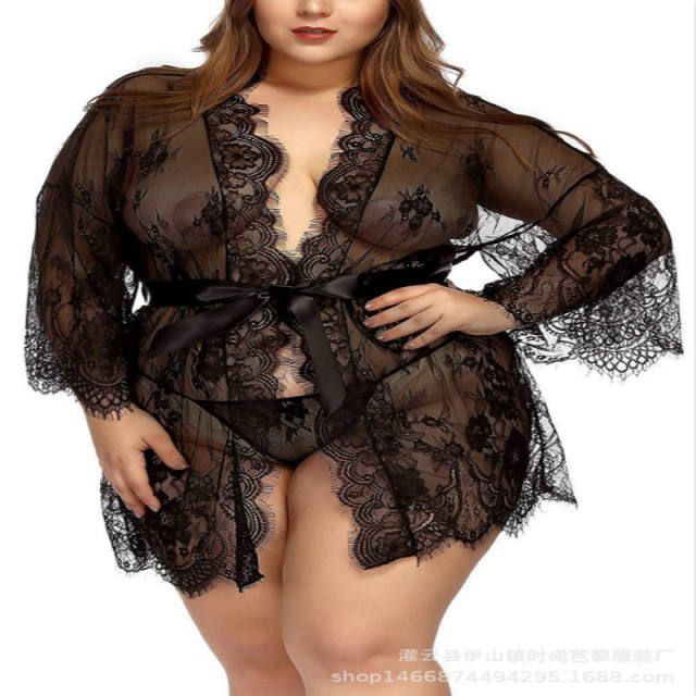 See Through Sleepwear Porn - Women's Sexy Lingerie See Through Robes Sheer Mesh Nightgown Floral Lace  Robes Female Porn Sleepwear