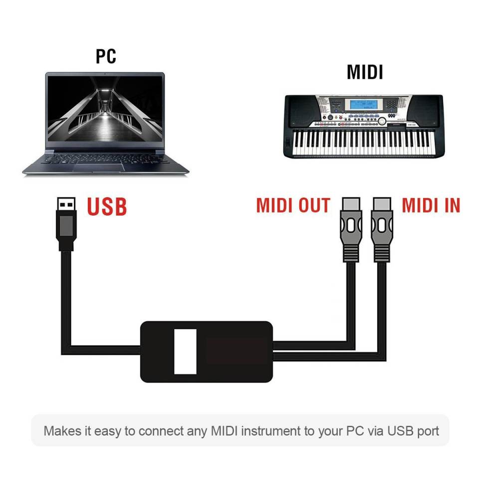 USB 2.0 To Midi Cable for Music Keyboard Piano Interface Connection Adapter