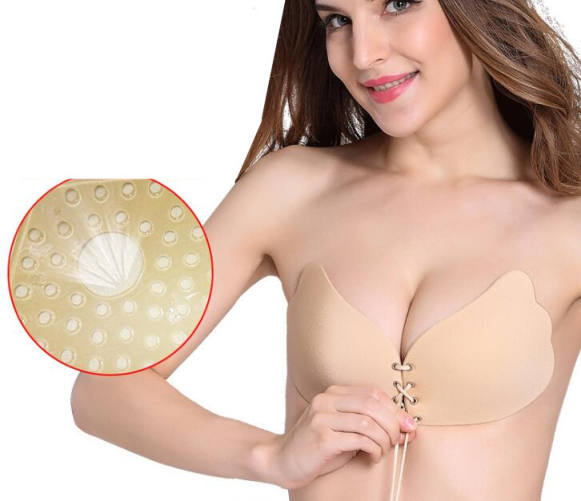 Women Silicone Push Up Invisible Seamless Bra Backless