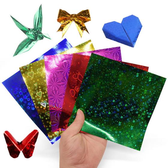 Laser Craft Tissue Paper Coloured Card 50 Sheets 10x10cm 5 Glitter Colors  Art Origami Folding Paper for Kids DIY Crafts