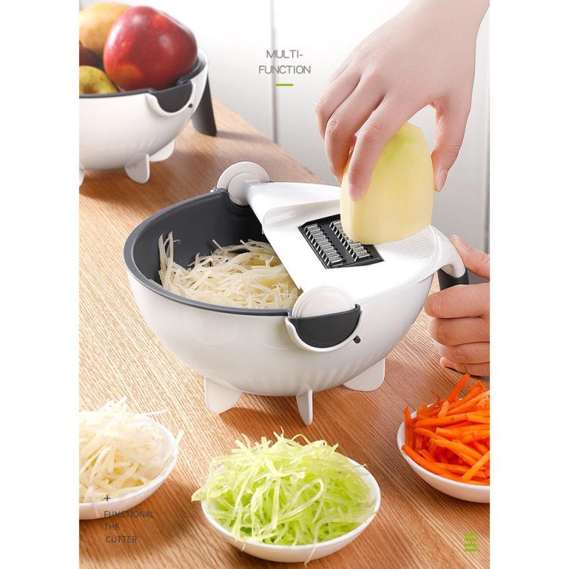 Buy Magic Multifunctional Rotate Vegetable Cutter With Drain Basket Kitchen  Veggie Fruit Shredder Grater Slicer by Just Green Tech on Dot & Bo