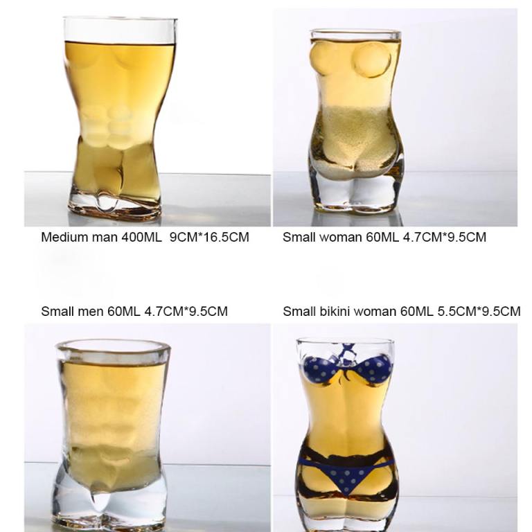 Unique Beer Cup Funny Wine Glass Whisky Vodka Shot Glasses Creative Bar  Cocktail Glass Body Shape