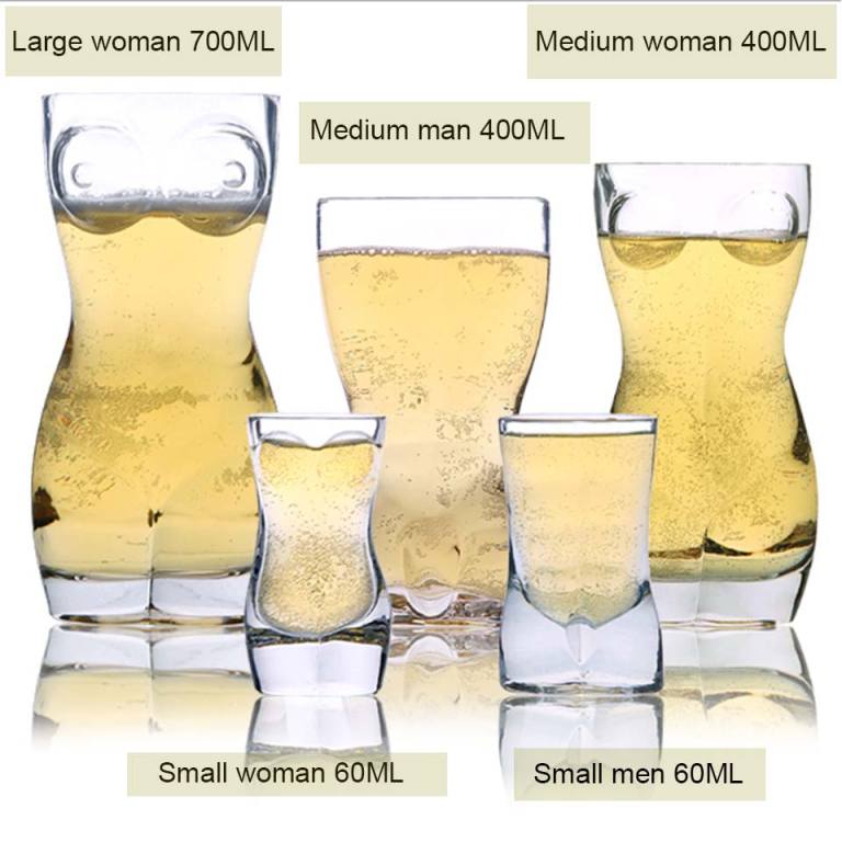 Unique Beer Cup Funny Wine Glass Whisky Vodka Shot Glasses Creative Bar  Cocktail Glass Body Shape