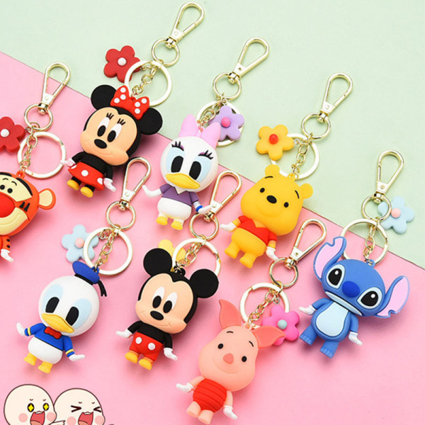 6cm Disney Mickey Mouse Stitch Keychains Kawaii Minnie Donald Duck Piglet  Key Chain Model Kid Toy Children Gift - AliExpress