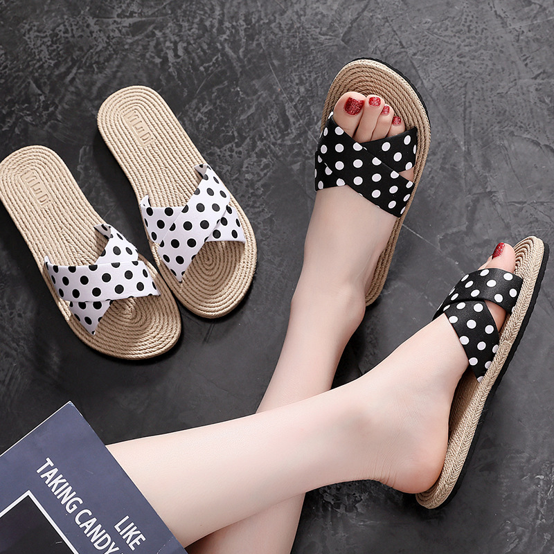 red polka dot slippers