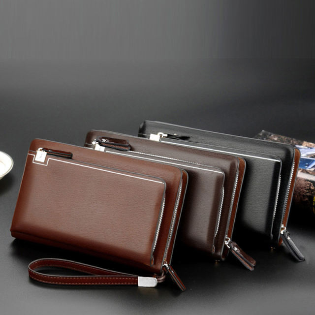 Hot Men's Hand Wallet Pu Leather Dual Zipper Men Business Clutch Bag Luxury  Purse - Buy Men's Hand Wallet,Luxury Purse,Clutch Bag Leather Product on