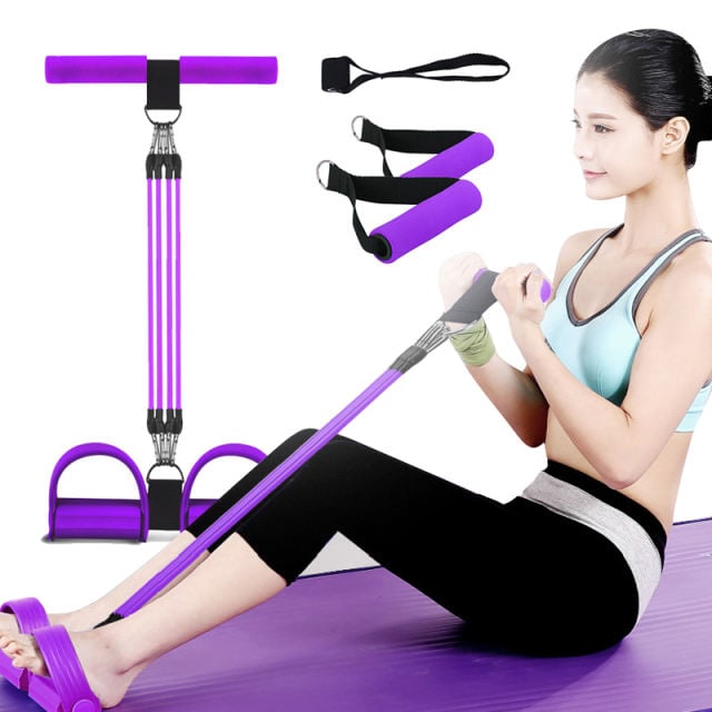 4 Resistanc Elastic Pull Ropes Exerciser Rower Belly Resistance