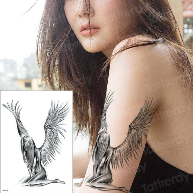 skull angel wings tattoos