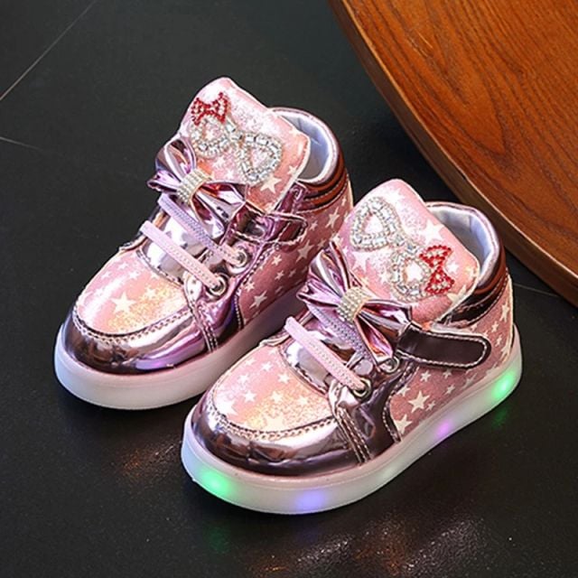 Pink stars printed led hot sale shoes