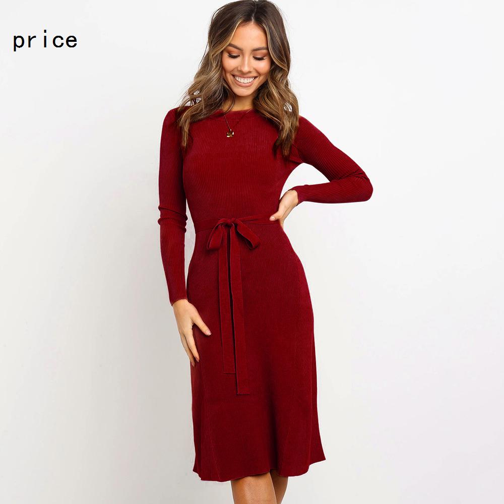 Women Elegant Knitted Dress Autumn 