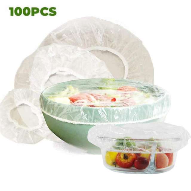 100PCS Disposable Food Cover Plastic Wrap Elastic Food Lids For