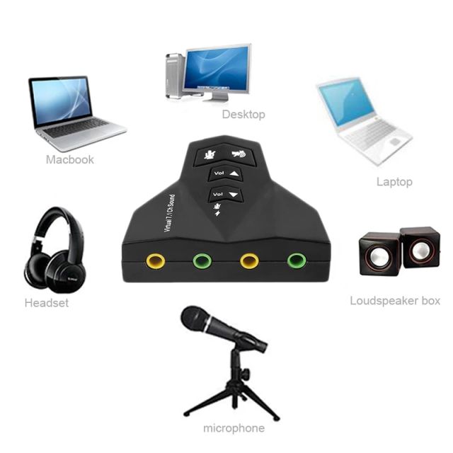 Usb 7.1 Channel 3d Virtual External Audio Sound Card Adapter For Laptop  Desktop