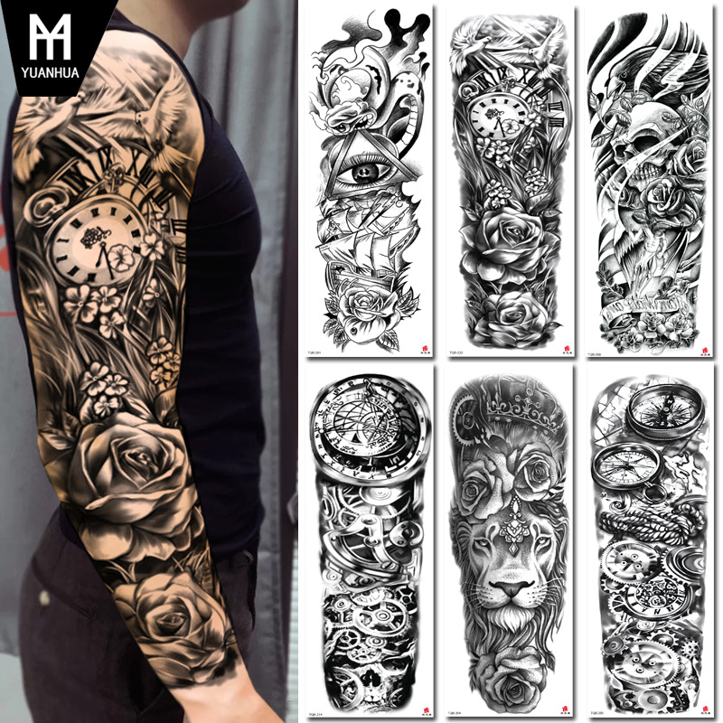 TASROI 42 Sheets Black Large Temporary Tattoos For Men Tribal Maori Tiger  Lion Pray Nun Women Arm Flower Tattoo Temporary Fake Stars Words Letters  Tattoos For Adults Kids Face Chest Neck Tatoo