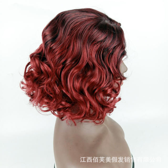 ❤️High-quality❤️ 2021 new product wig female short curly hair color  chemical fiber headgear female
