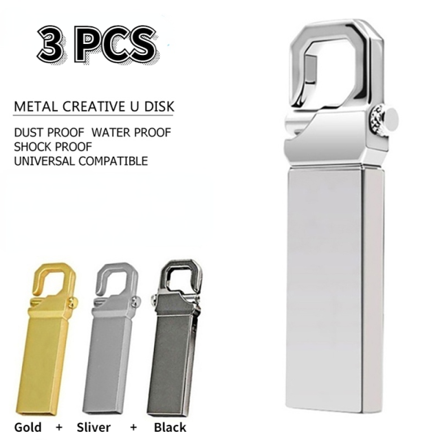 3 Pcs Metal USB Flash Disk Large Capacity 1 TB 2 TB Pen Drive U Disk