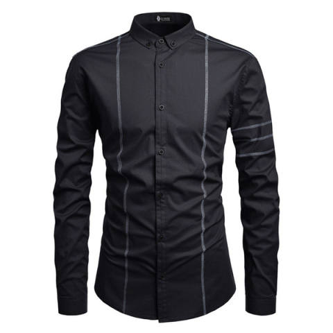 Men's Fashion Bright Line Decorative Flipped Collar Long