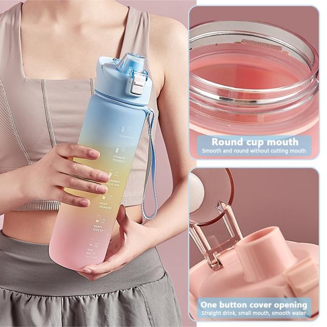 1000ml Water Bottle Clear Scale Bounce Cover Sport Cup Portable