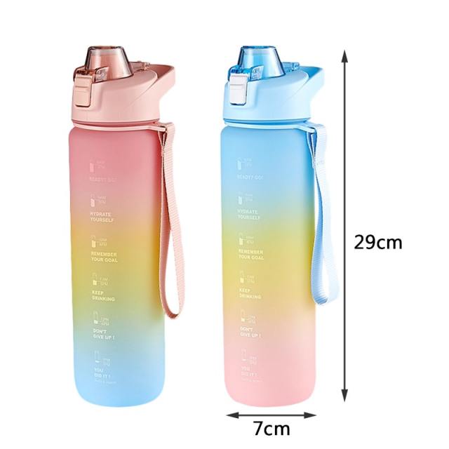 1000ml Water Bottle Clear Scale Bounce Cover Sport Cup Portable