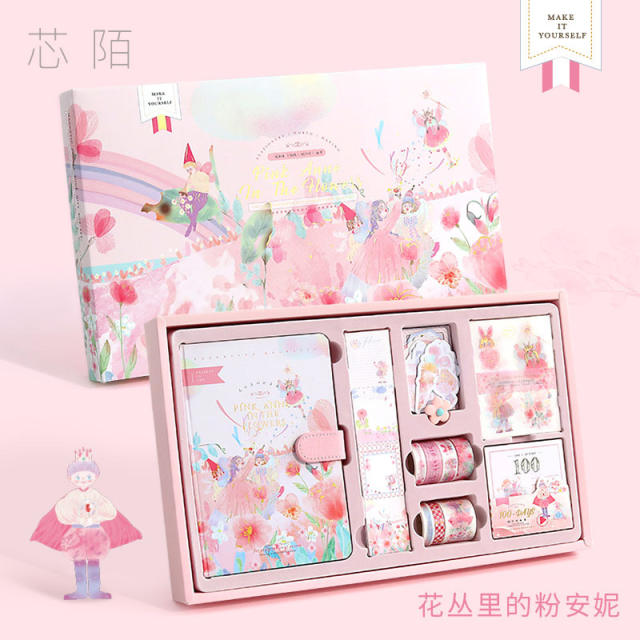 Kawaii Notebook Box Set Notepads Stationery Cute Purple Pink Diary