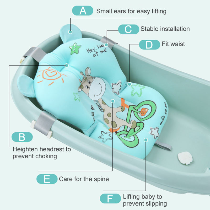  Baby Bath Cushion Cartoon Newborn Bathtub Mat Non-Slip