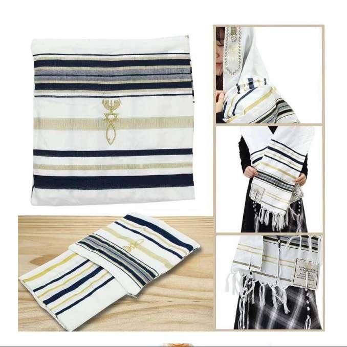 110x160CM Jewish prayer scarf religious ethnic worship shawl Tallit Prayer  Shawl