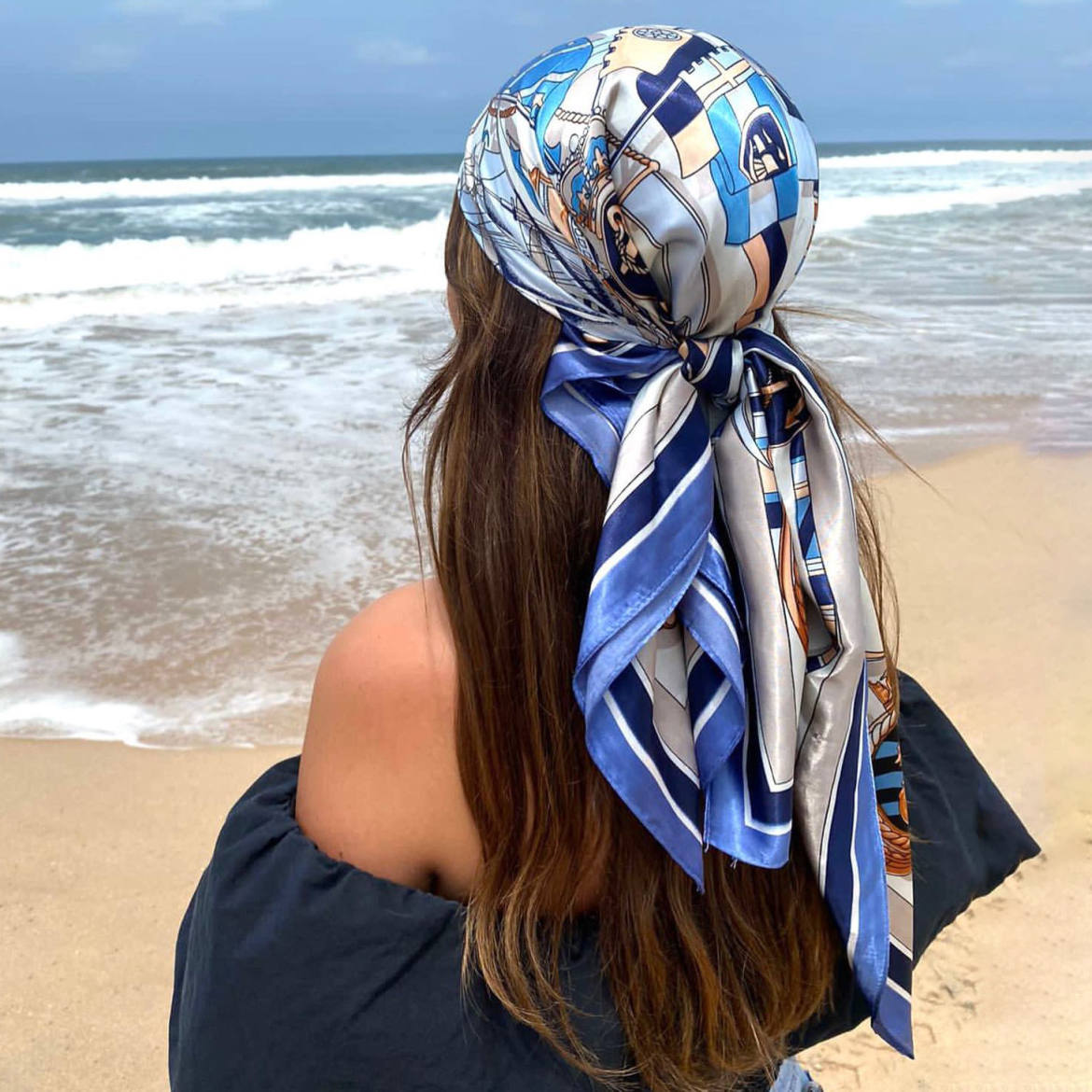 Square Silk Scarf 90*90cm Beach Scarf Headscarf Women Shawl Wrap Bandana  Muffler
