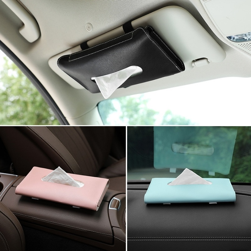Sun Visor Tissue Box Car Sunroof Tissue Box afdg Car Paper Box Napkins Toilet Paper in the Car for Storage of Paper Towels Car Leather Paper Box 